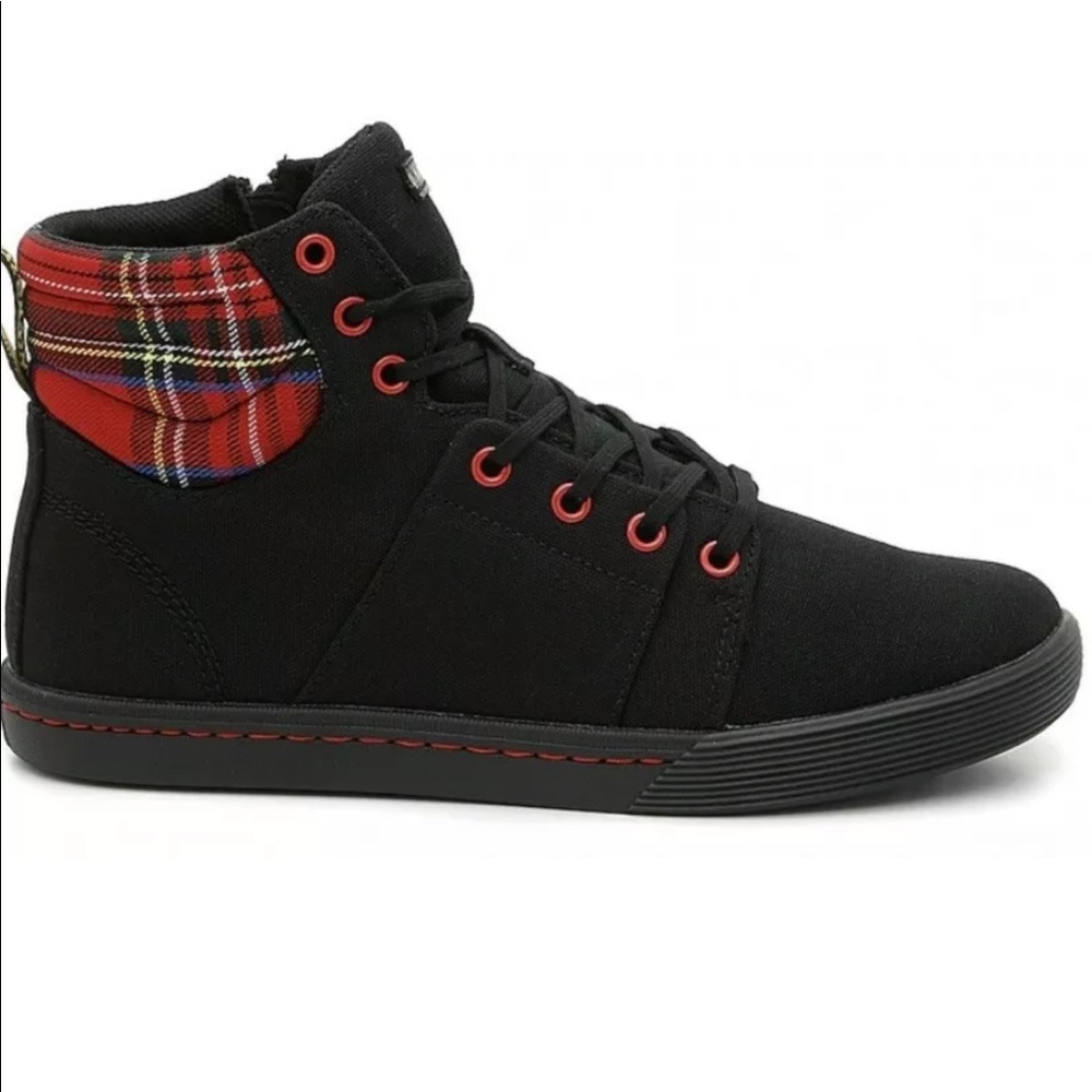 ROZARYA WOMEN'S CANVAS BOOTS Black + Red Stewart - Picture 1 of 16